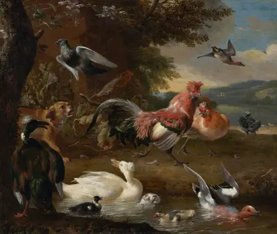 Hühner und Enten von Melchior d'Hondecoeter