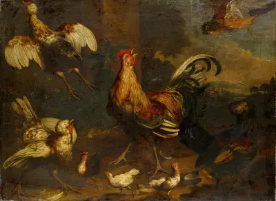 Aufruhr im Hühnerhof von Melchior d'Hondecoeter