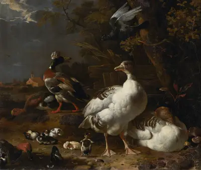 Gänse und Enten von Melchior d'Hondecoeter