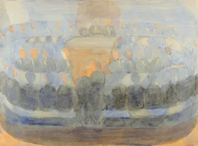 Kompositionsstudie zu ‘Vorbereitung’ (Andacht im Esssaal) av Otto Meyer-Amden
