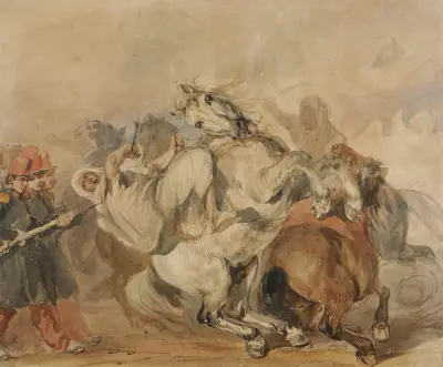 Franzosen kämpfen gegen Araber von Piotr Michałowski