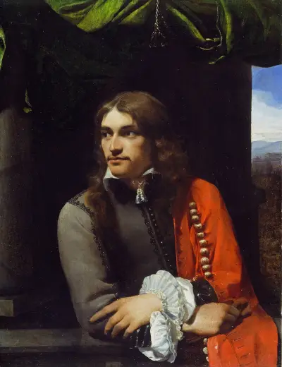 Portrait of Man, possibly Jean Deutz, with a Red Cloak av Michael Sweerts