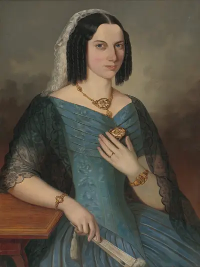 Portrait of a lady in blue von Peter Michal Bohúň