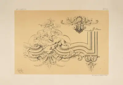 Fragment d’un lambris du pavilion rendez-vous de chasse, dans la forèt de Dreux av Michel Liénard