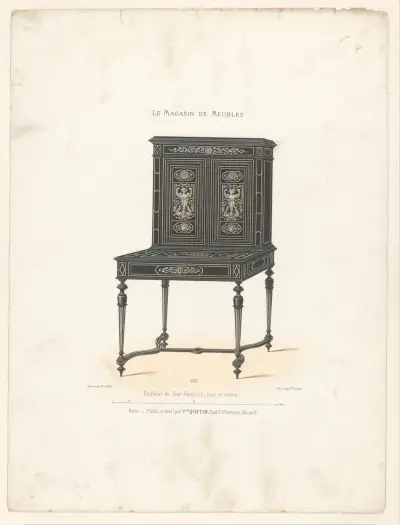 Bonheur du jour Bonheur du Jour Henri II, noir et ivoire av Victor Léon Michel Quétin