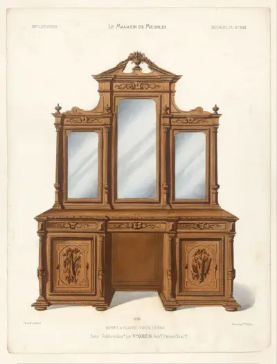 Buffet a glaces, vieux chêne av Victor Léon Michel Quétin