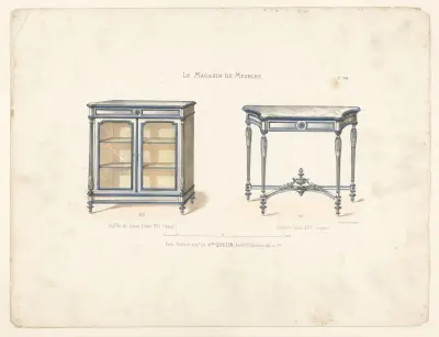 Buffet de Salon Louis XVI (laqué) ; Console Louis XVI (laquée) av Victor Léon Michel Quétin