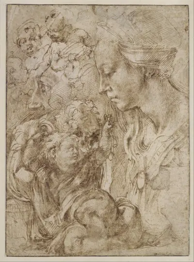 Studier till en helig familj av Michelangelo