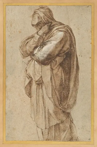 Studie av en sörjande kvinna av Michelangelo