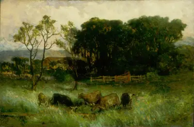 Untitled (five cows in pasture), 1884 – nr 2 av Edward Mitchell Bannister