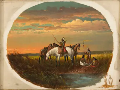 A Halt on the Prairie for a Smoke von John Mix Stanley