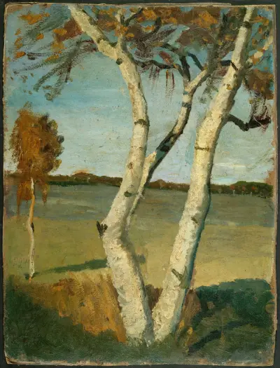 Birke in einer Landschaft von Paula Modersohn-Becker