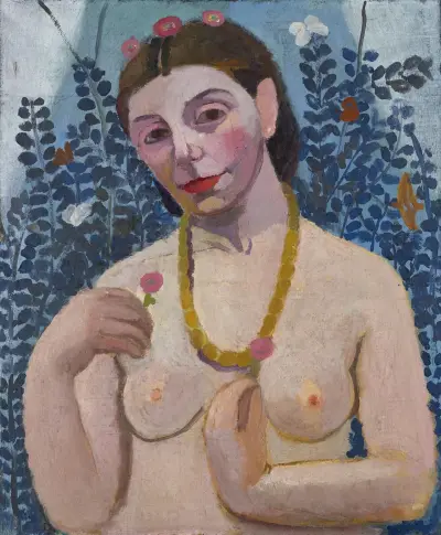 Selbstbildnis als Halbakt mit Bernsteinkette II von Paula Modersohn-Becker
