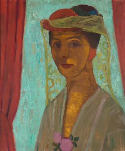 Selbstporträt mit Hut und Schleier von Paula Modersohn-Becker