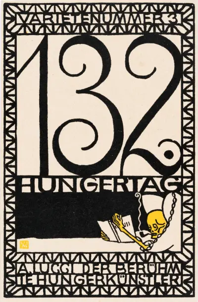 Nr. 97: ‘Varieténummer 3: 132. Hungertag A. Lucci der berühmte Hungerkünstler’ av Moriz Jung