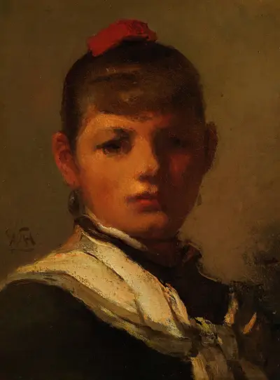 Girl with Red Hair Ribbon av William Morris Hunt