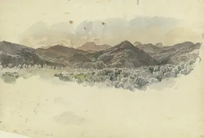 Berglandschaft in Oberitalien av Johann Nepomuk Rauch