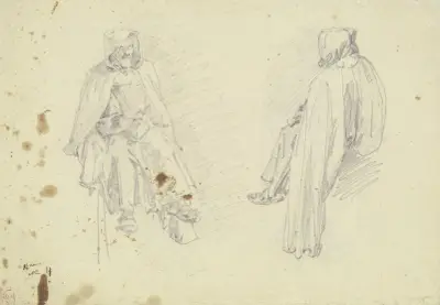 Zwei sitzende russische Bauern av Johann Nepomuk Rauch