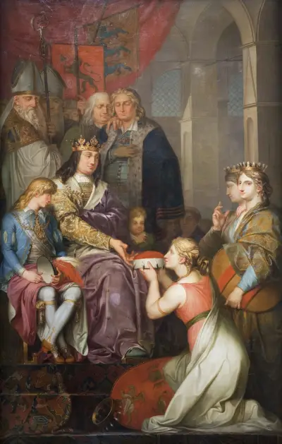 Christian I Proclaiming Holstein a Duchy in 1474. Painted for Christiansborg Castle av Nicolai Abildgaard