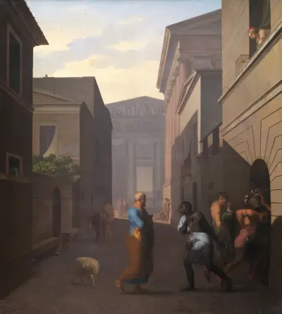 Simo and his former slave Sosia. From Terence´s Andria., Nicolai Abildgaard
