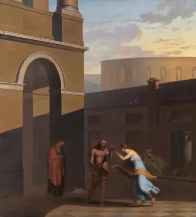 The Slave Davus and the Maid Mysis. From Terence´s Andria., Nicolai Abildgaard