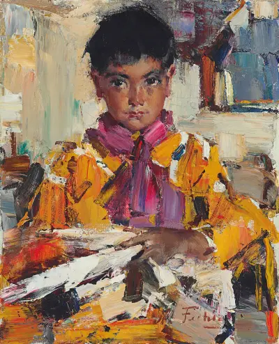Indian Boy with Fan, Nicolai Fechin