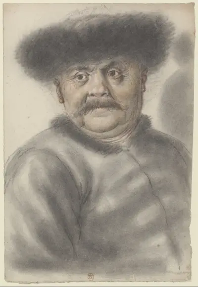 Mann mit Pelzmütze, von vorn von Nicolas Lagneau
