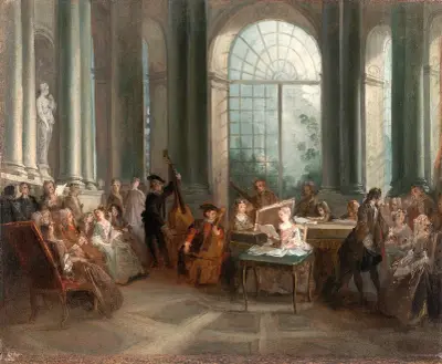 Concert in the Oval Salon of Pierre Crozat’s Chateau at Montmorency av Nicolas Lancret