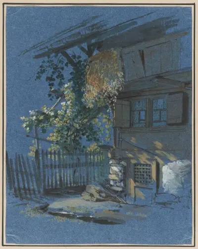Berner Oberländer Bauernhaus im Mondschein av Franz Niklaus König
