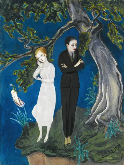 Ung man i svart, flicka i vitt av Nils Dardel