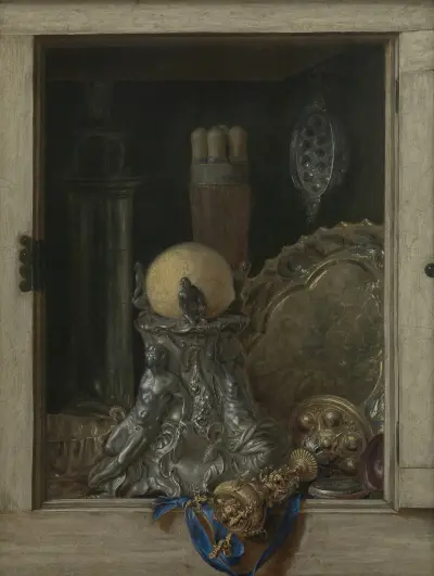 Silverware in an Open Cabinet av Cornelis Norbertus Gijsbrechts