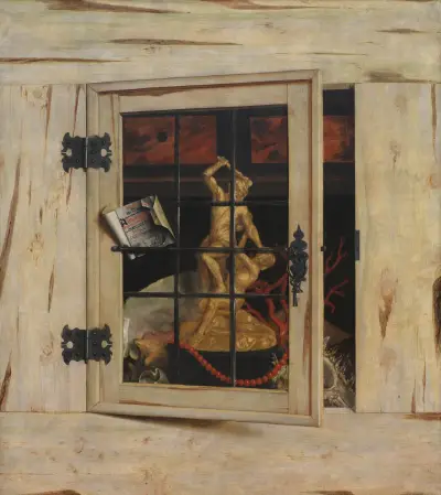 Trompe L’oeil. An Open Cabinet Of Curiosities With A Hercules Group av Cornelis Norbertus Gijsbrechts