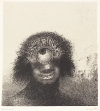 Le Polype difforme flottait sur les rivages, sorte de cyclope souriant et hideux av Odilon Redon