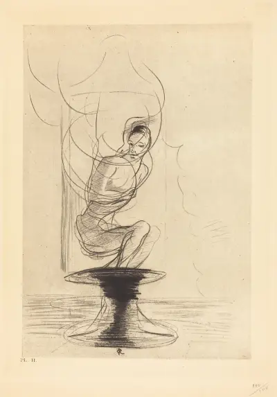 Manchmal findet man eine alte Flasche, die sich erinnert, aus der eine lebendige Seele hervorspringt, 1890 – Nr. 1 von Odilon Redon