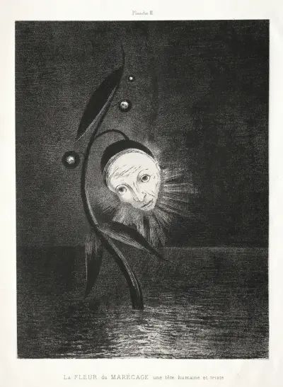 The Marsh Flower, a Sad Human Head av Odilon Redon