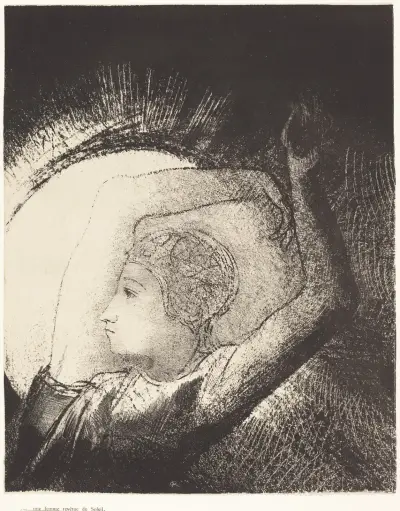 Une femme revêtue du Soleil av Odilon Redon