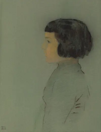 Young Woman in Profile av Odilon Redon