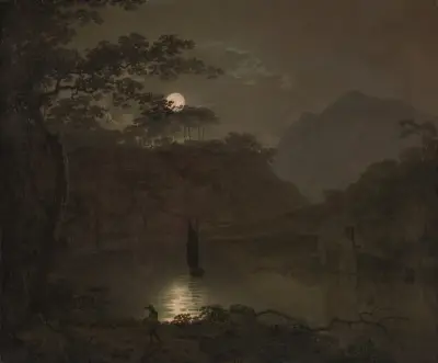 See bei Mondschein von Joseph Wright of Derby
