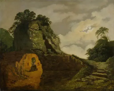 Virgils Grab im Mondschein, mit Silius Italicus von Joseph Wright of Derby