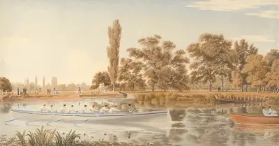 The Exeter College Eight on the Isis, Oxford av William Turner of Oxford