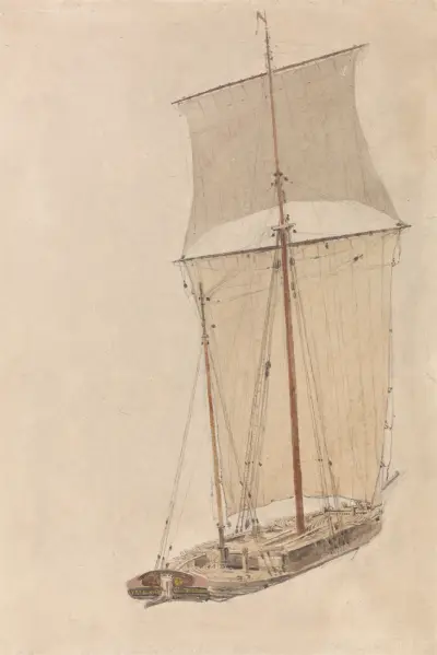The ‘Friend’ Sailing Vessel at Upton-on-Severn av William Turner of Oxford