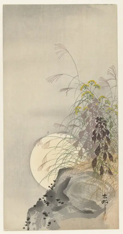 Grasses at full moon von Ohara Koson