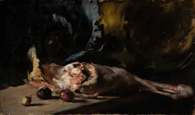 Martwa natura z udźcem jagnięcym i kapustą, Oscar Björck
