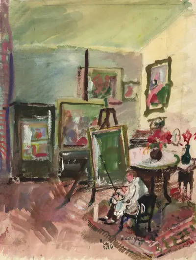 Das Atelier des Malers Oskar Gawell in Wien, Oskar Laske