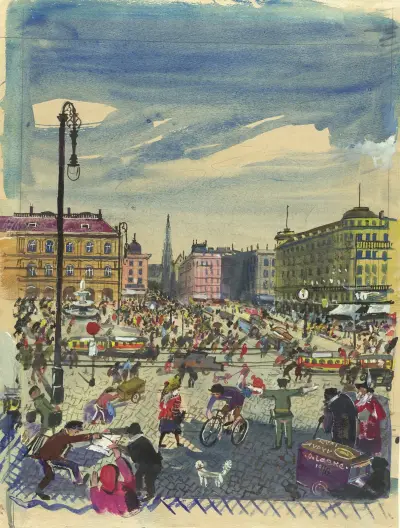 Die Opernkreuzung an der Sirkecke, Oskar Laske