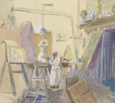 Im Bildhaueratelier, Oskar Laske