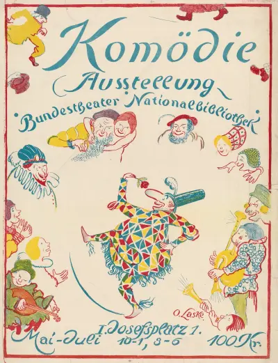 Plakate der Ausstellung ‘Komödie’ in der Nationalbibliothek, Oskar Laske