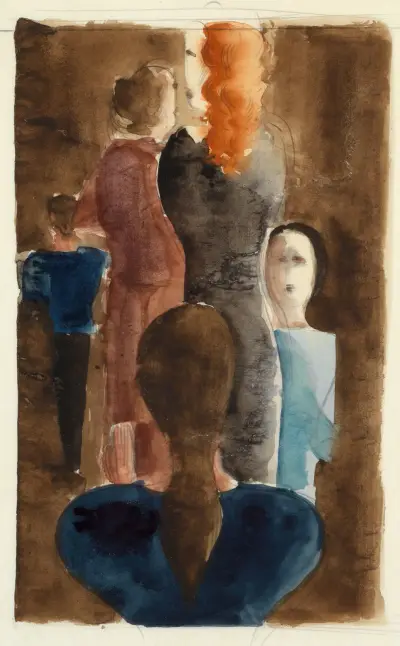 Four-colour study for ‘Women on Stairway’ von Oskar Schlemmer