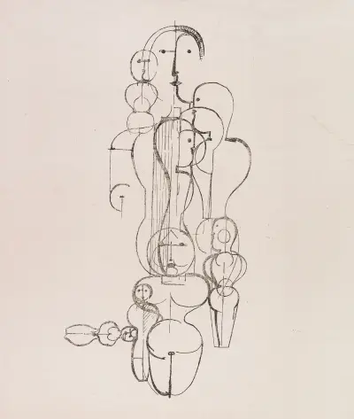 Konzentrische Gruppe (Figurenplan K1) von Oskar Schlemmer