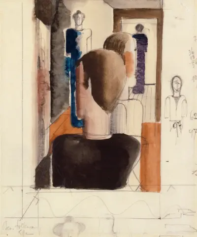 Preliminary Study for ‘Five Figures in Space, Roman’ von Oskar Schlemmer